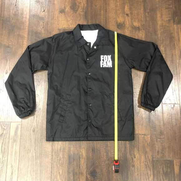 Fox Fam Size Small Black Nylon Snap Front Jacket Windbreaker - Picture 5 of 10